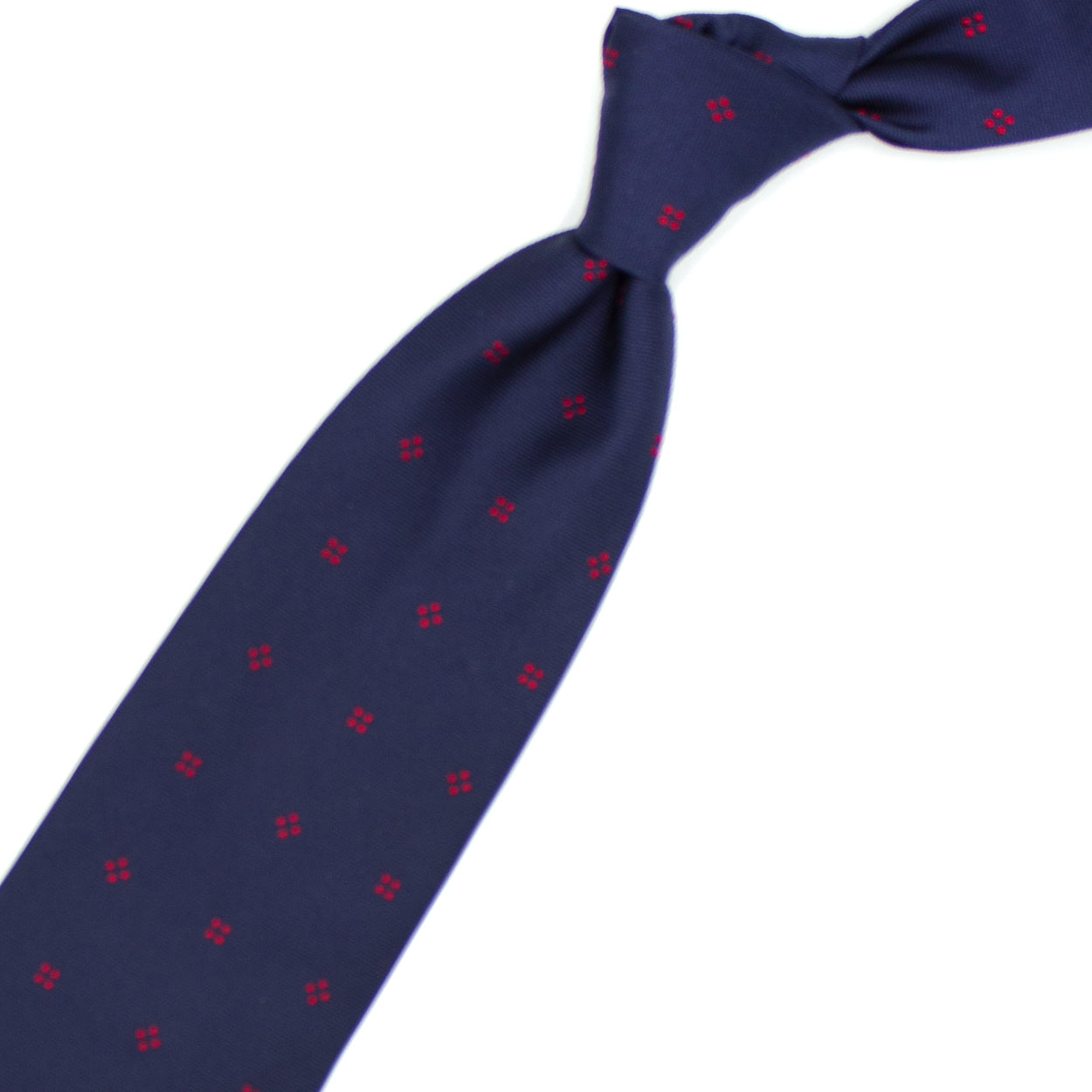 Cravatta blu con puntini rossi