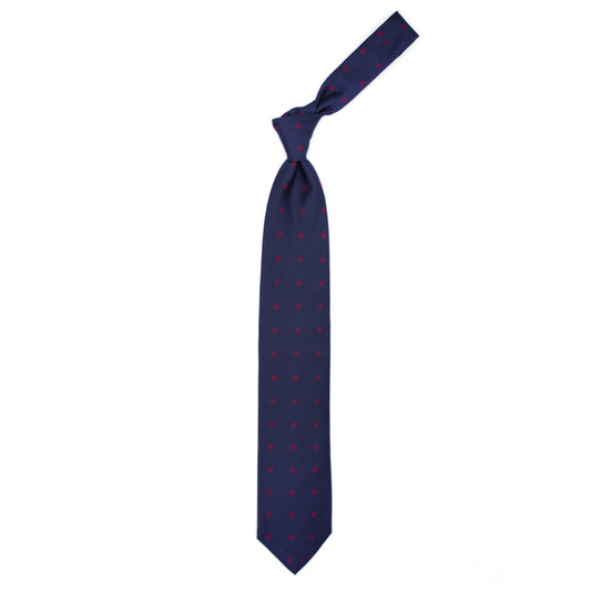 Cravatta blu con puntini rossi