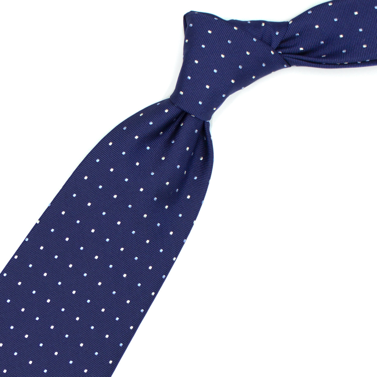 Cravatta blu con pallini bianchi e azzurri