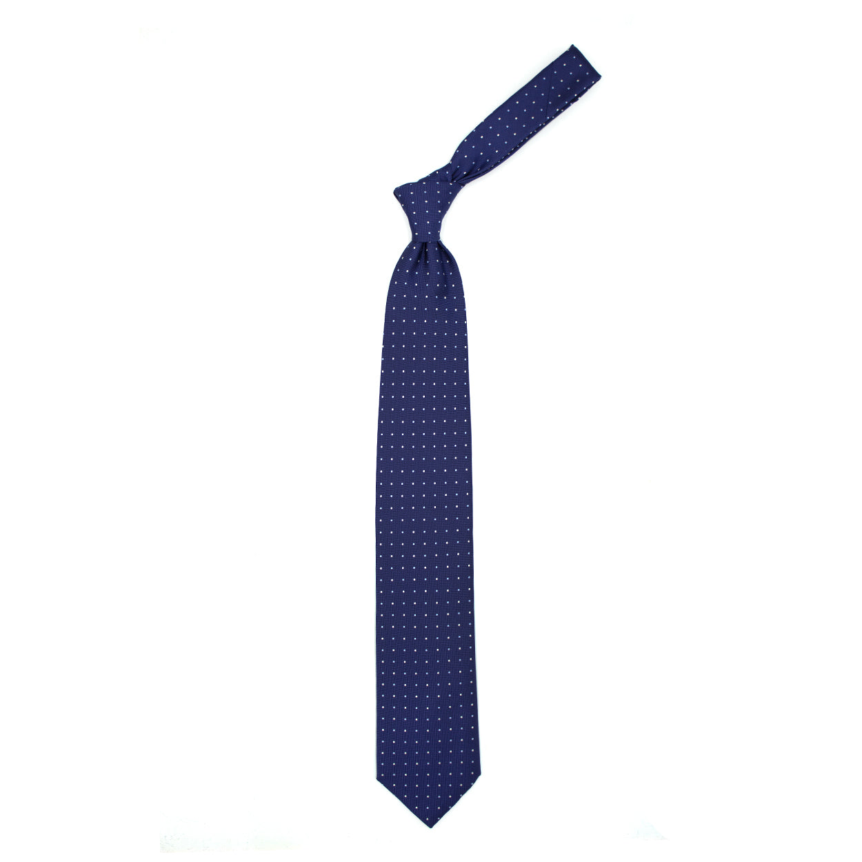 Cravatta blu con pallini bianchi e azzurri
