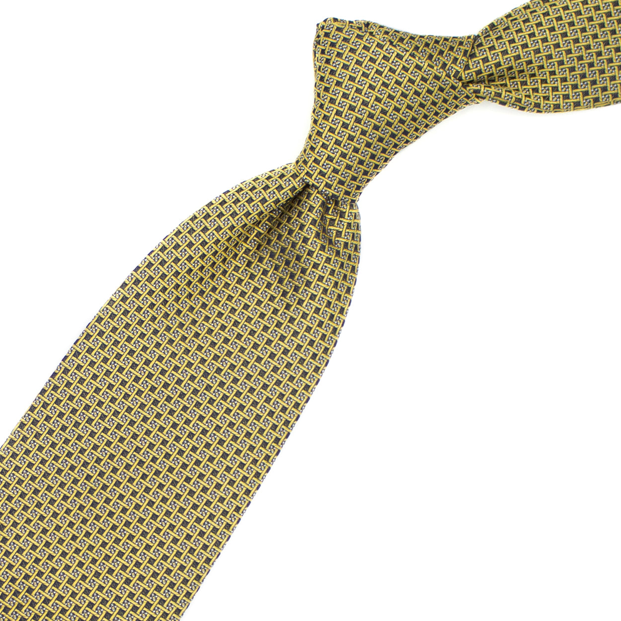 Cravatta tramata gialla e marrone