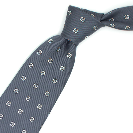 Cravatta grigia con pattern bianco e grigio chiaro