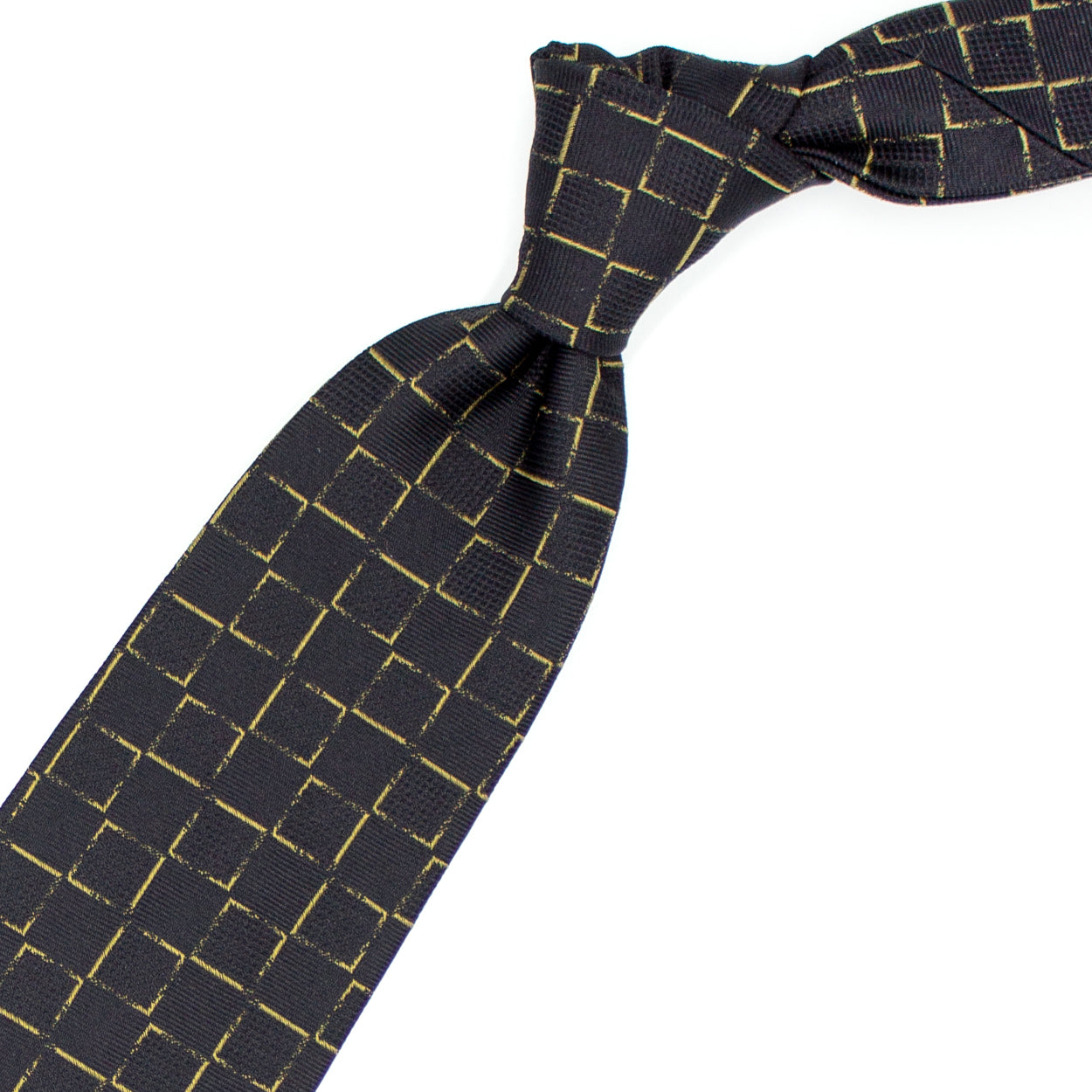 Cravatta marrone con quadrati dai contorni dorati