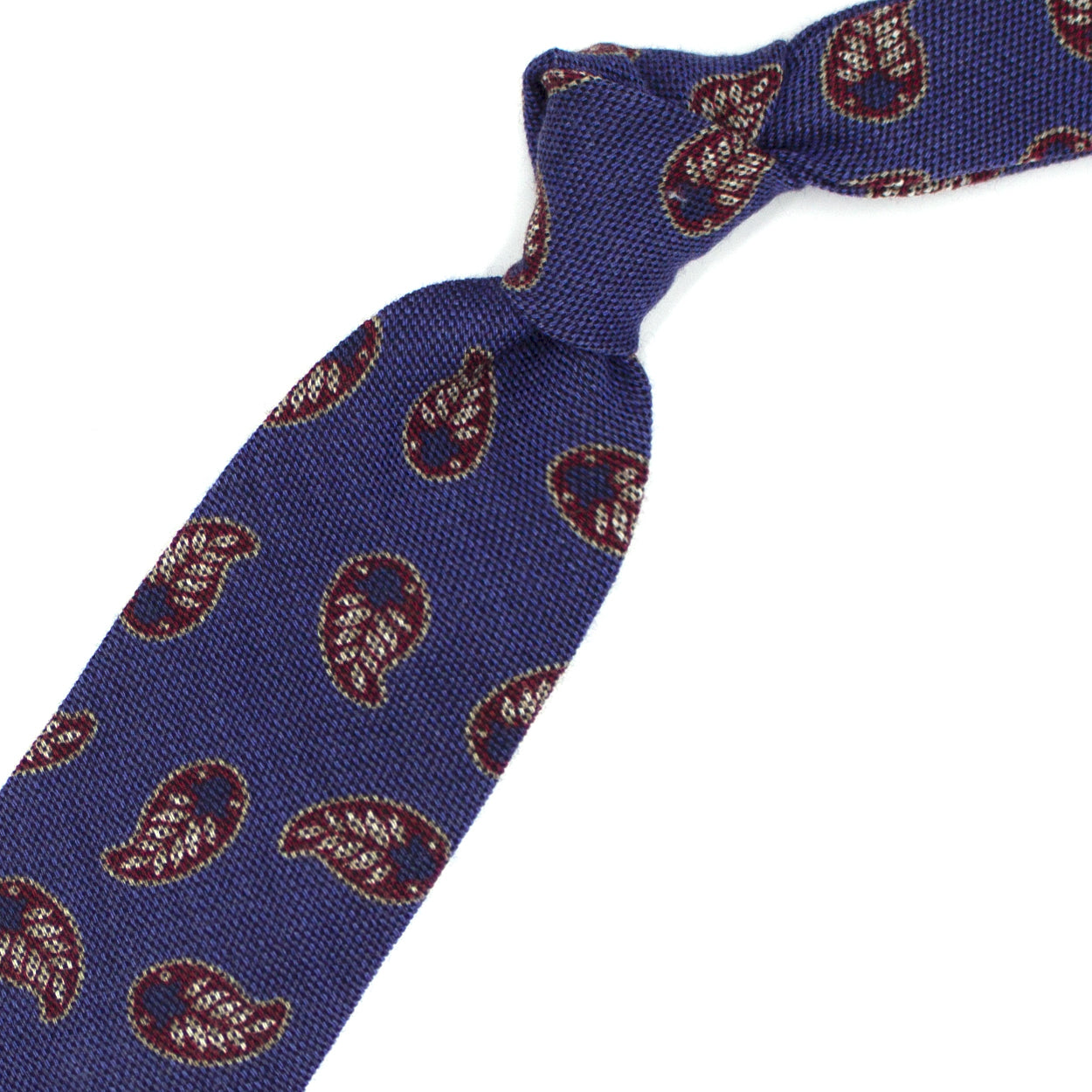 Cravatta blu con paisley rossi e bianchi