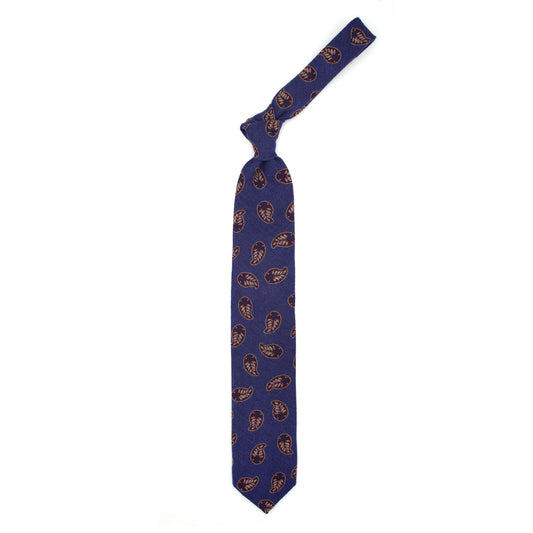 Cravatta blu con paisley rossi e bianchi