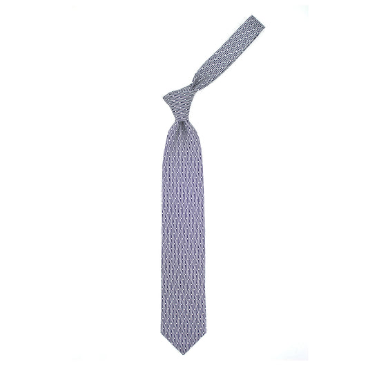 Cravatta blu con pattern Ulturale bianco