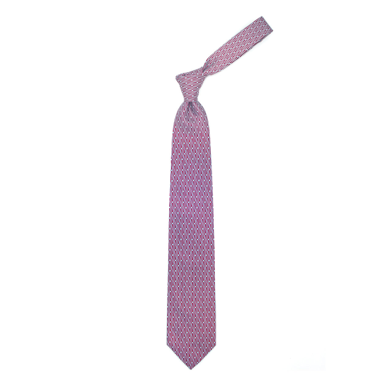 Cravatta rossa con pattern Ulturale azzurro