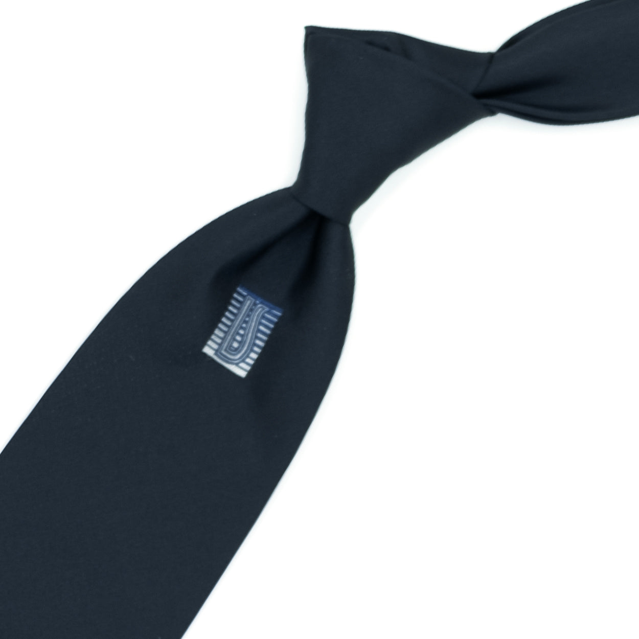 Cravatta blu con logo Ulturale blu al sottonodo