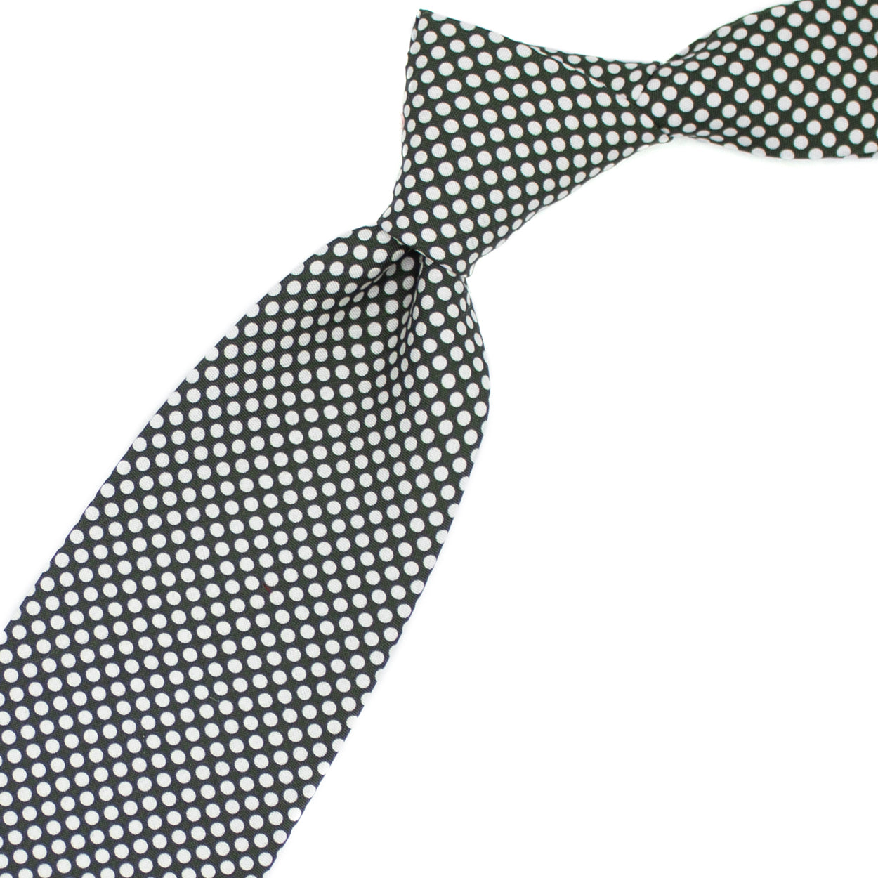 Cravatta verde con pois bianchi