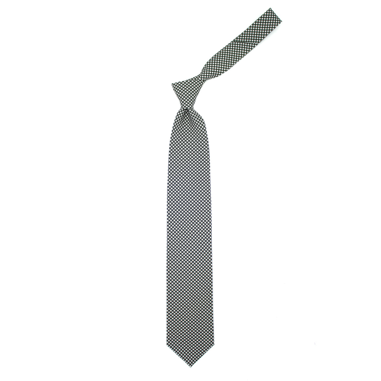 Cravatta verde con pois bianchi