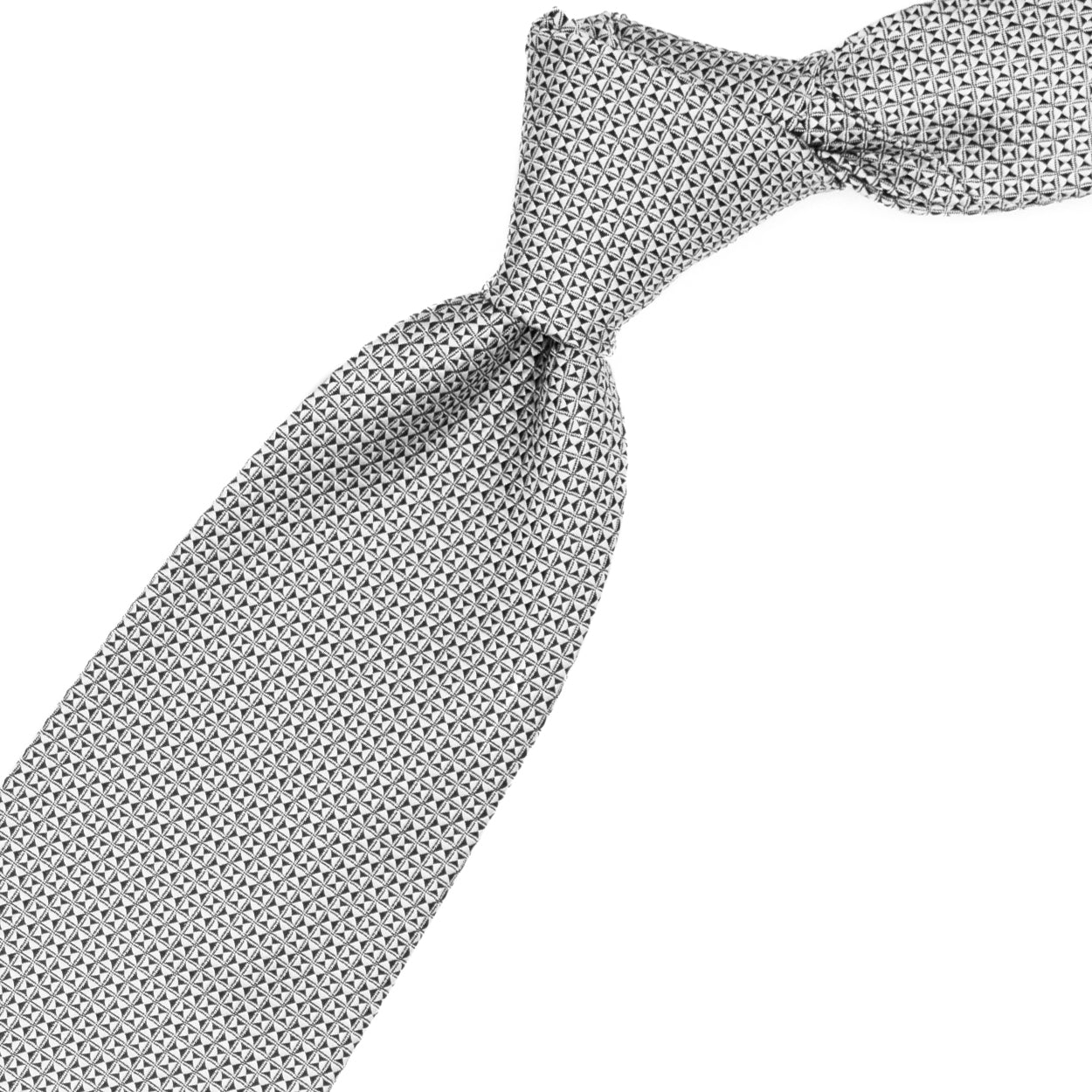 Grey tie with black geometric pattern