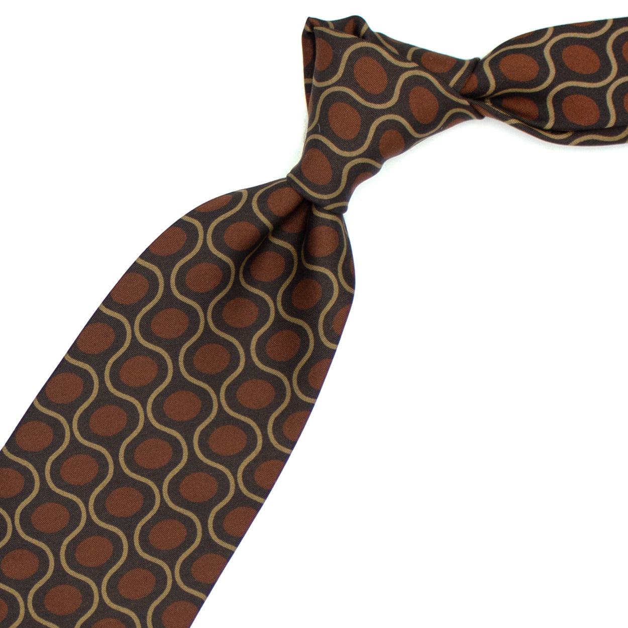 Cravatta marrone con fantasia beige e mattone