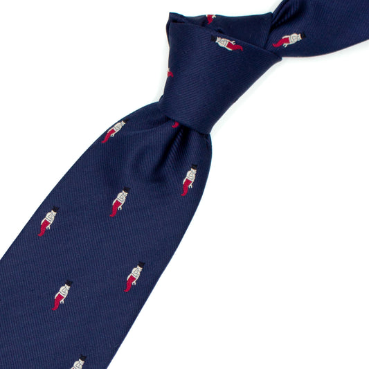 Cravatta blu con gobbetti rossi
