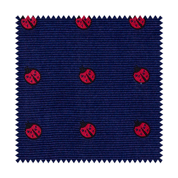 Tessuto blu con coccinelle rosse