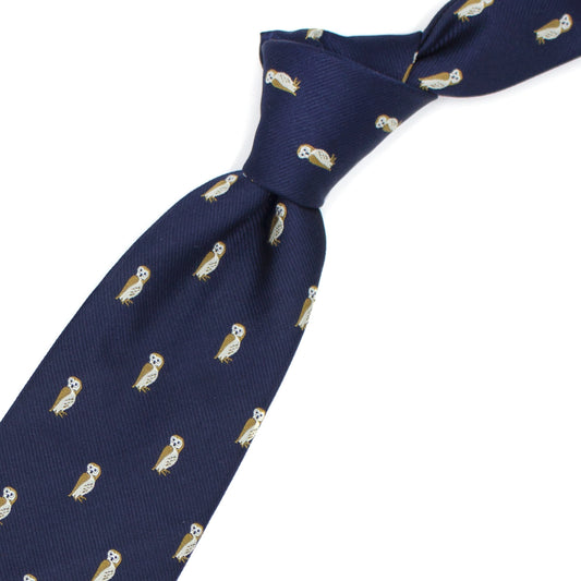 Cravatta blu con gufi
