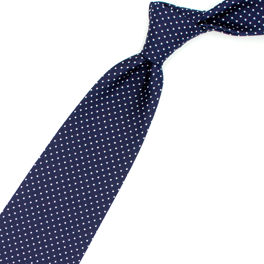 Cravatta blu con puntini bianchi