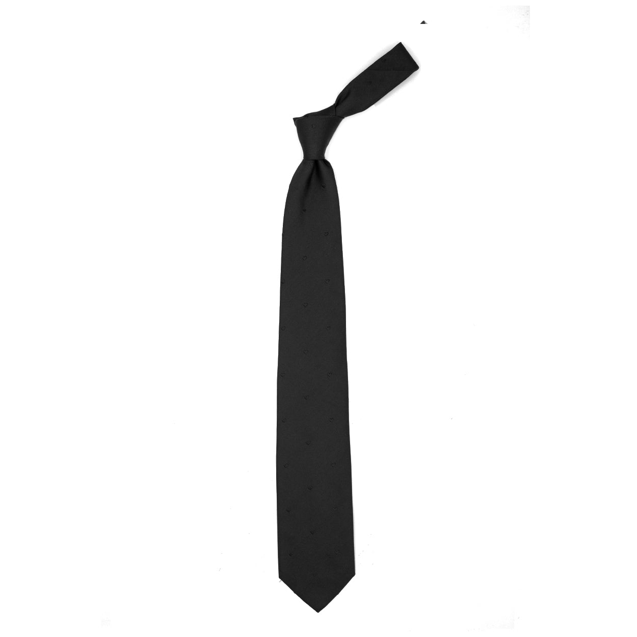 Cravatta nera con cuoricini tono su tono