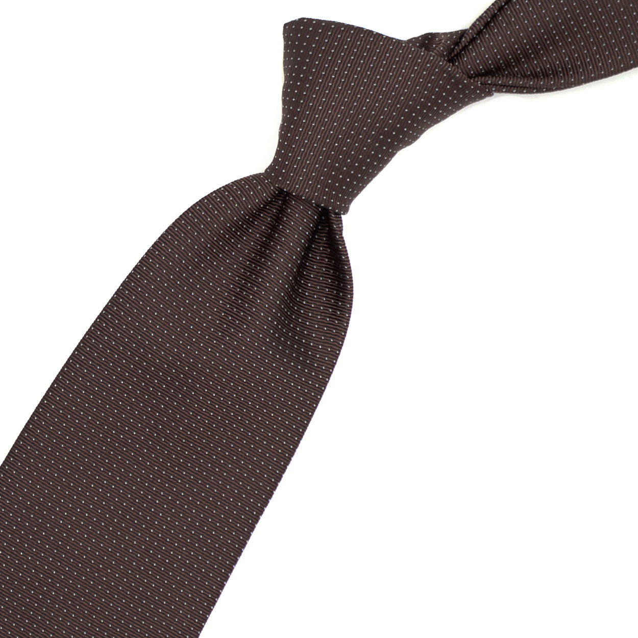 Cravatta marrone con punti a spillo azzurri