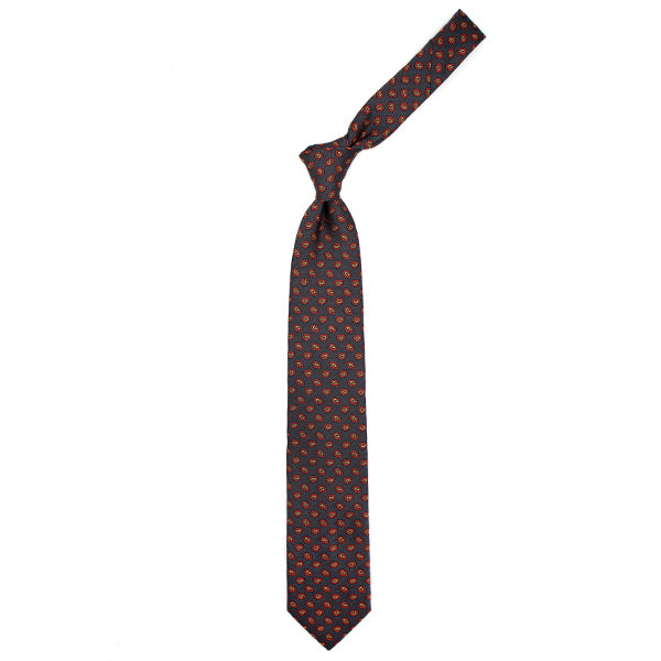 Cravatta grigia con paisley rossi e gialli