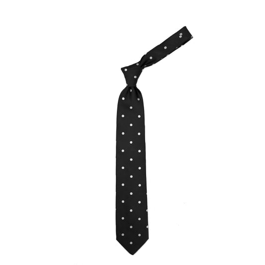 Cravatta nera con pois grigi