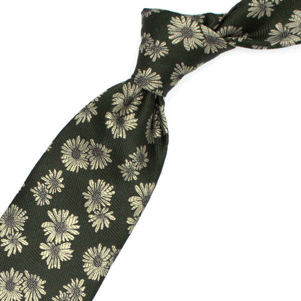 Cravatta verde con fiori crema