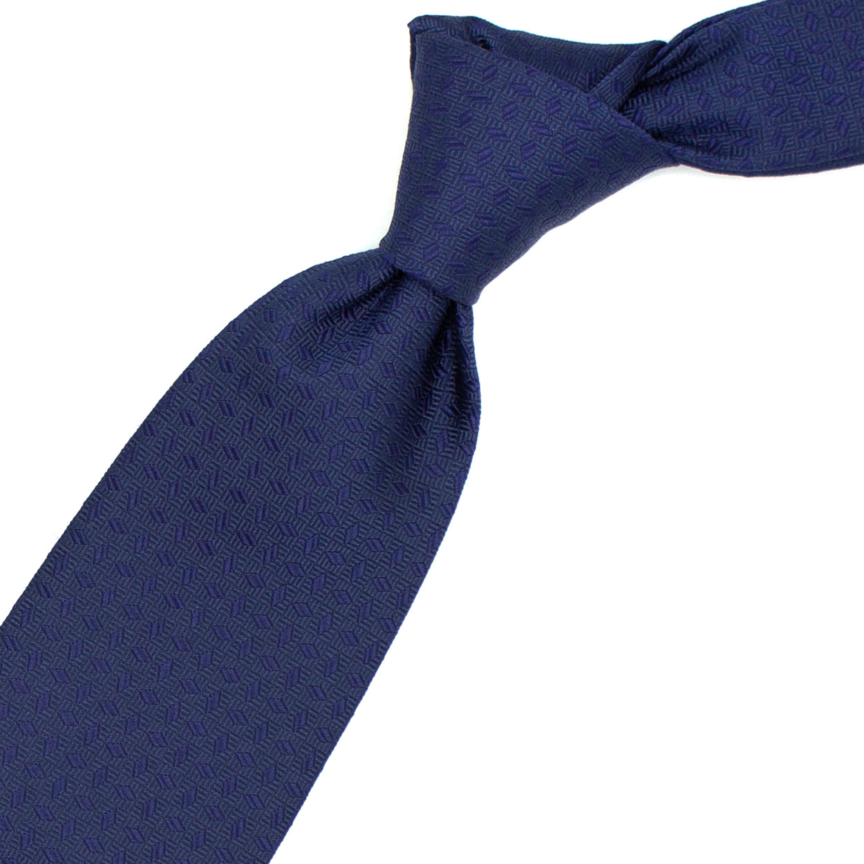 Cravatta blu con pattern geometrico tono su tono