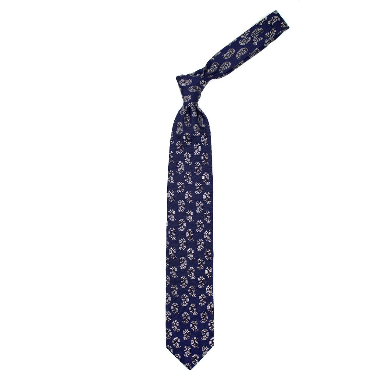 Cravatta blu con paisley blu e marroni