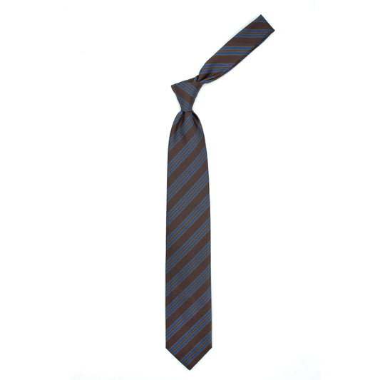 Cravatta marrone con righe blu petrolio