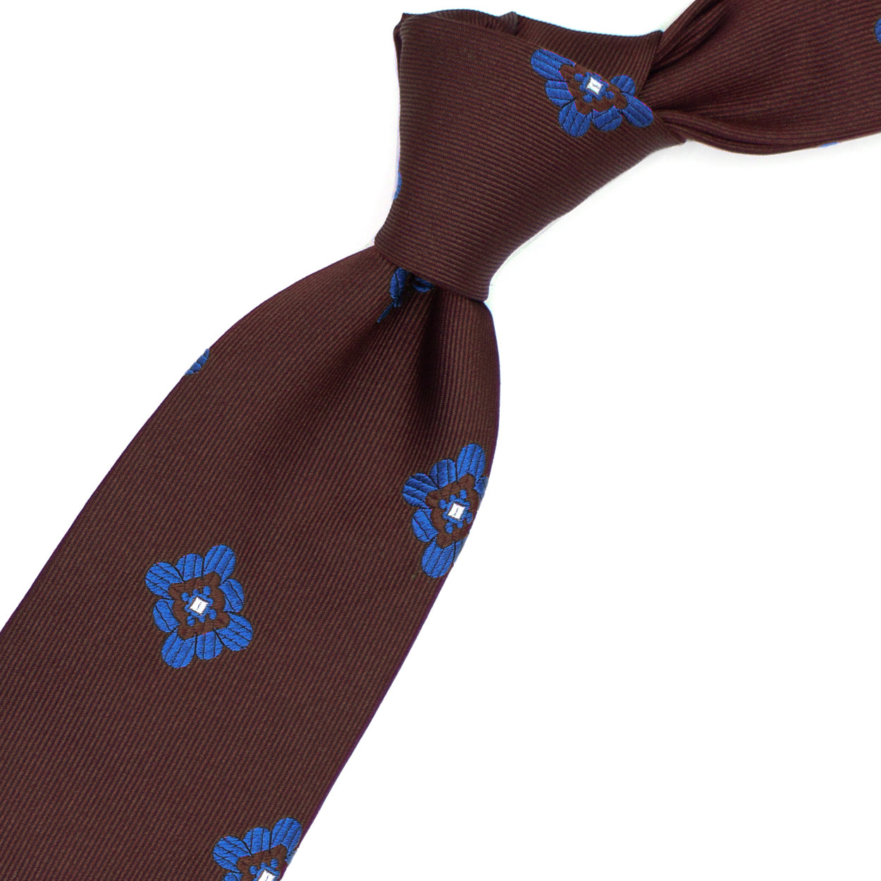 Cravatta marrone con fiori azzurri