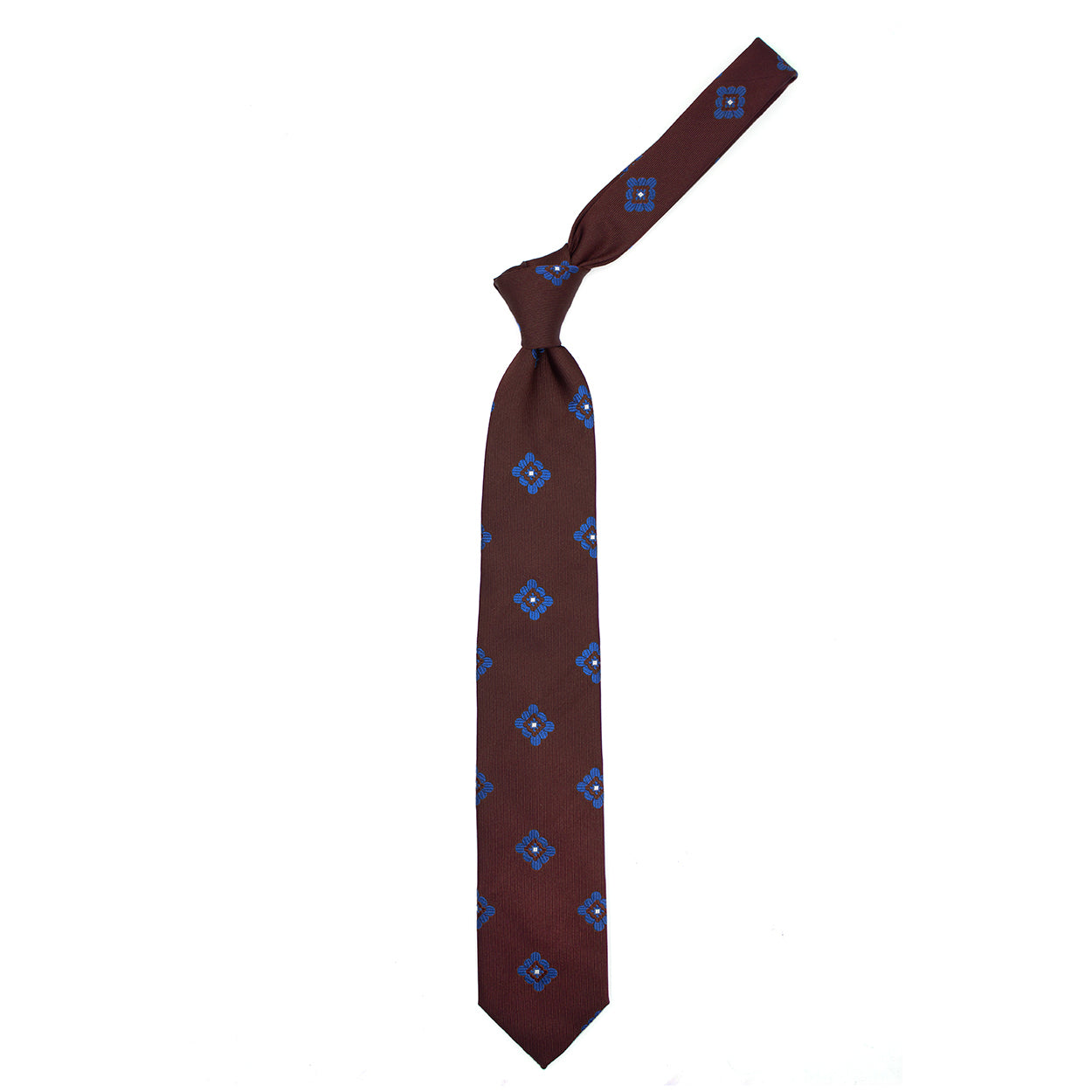Cravatta marrone con fiori azzurri