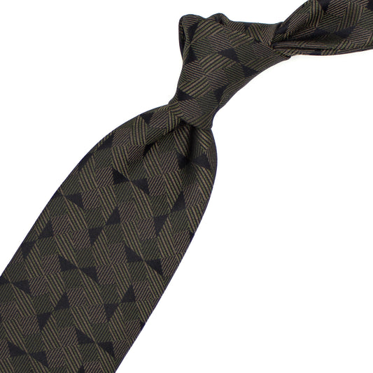Cravatta con pattern geometrico marrone