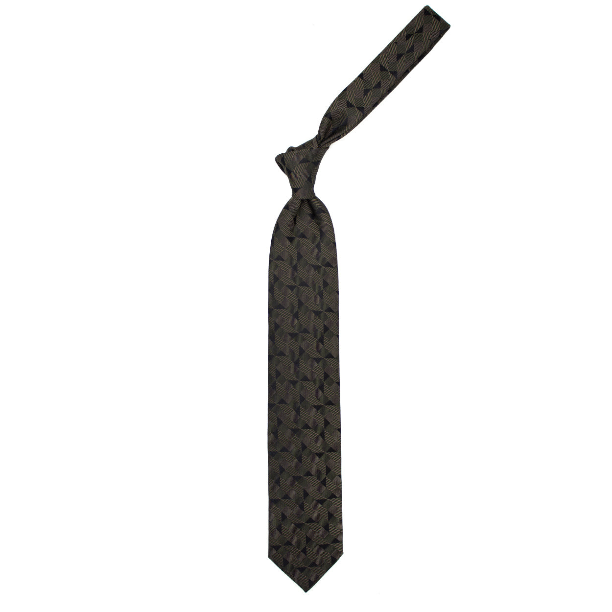 Cravatta con pattern geometrico marrone