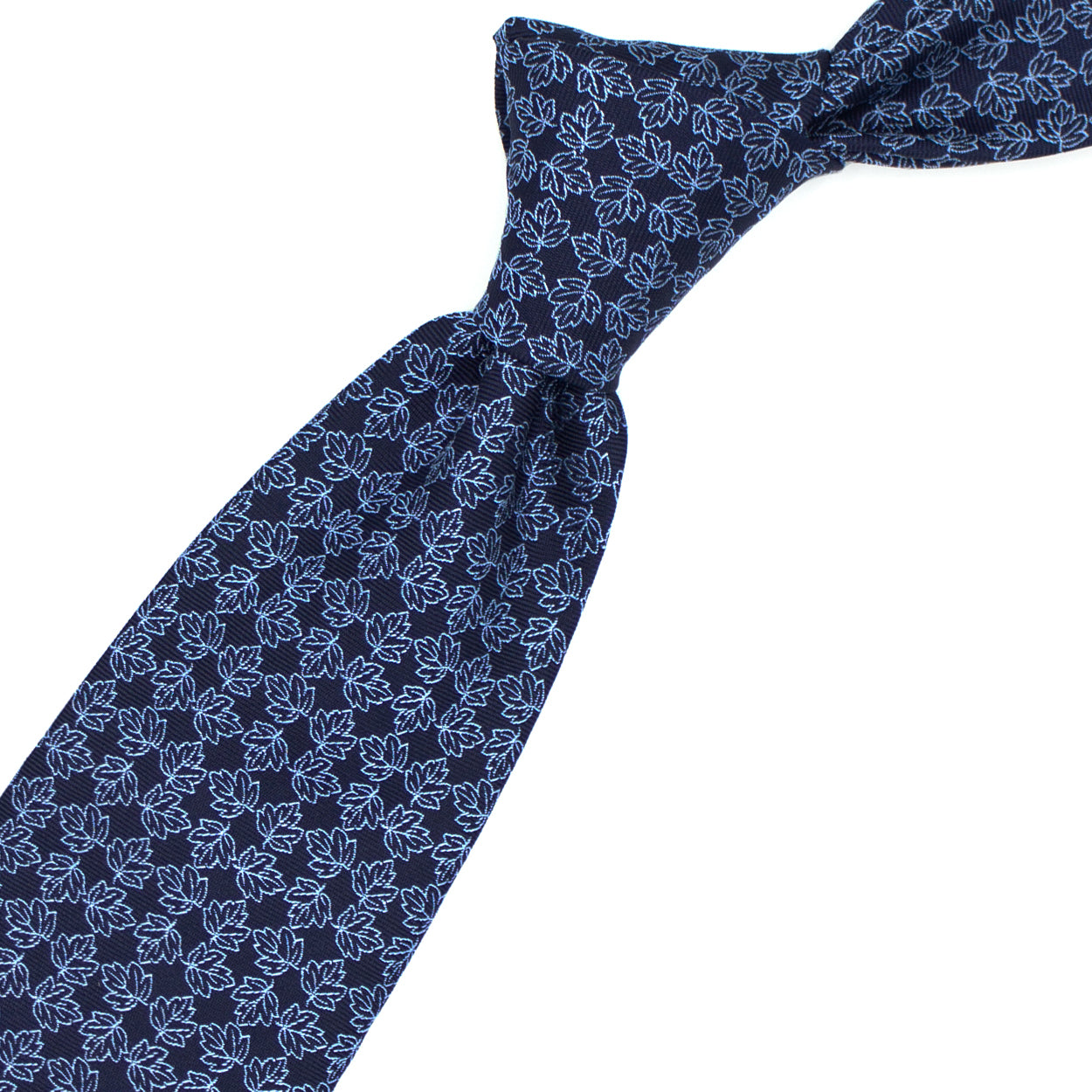 Cravatta blu con foglie azzurre