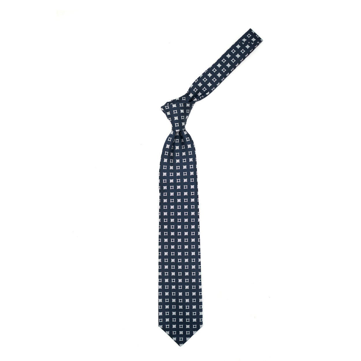 Cravatta blu con quadrati bianchi