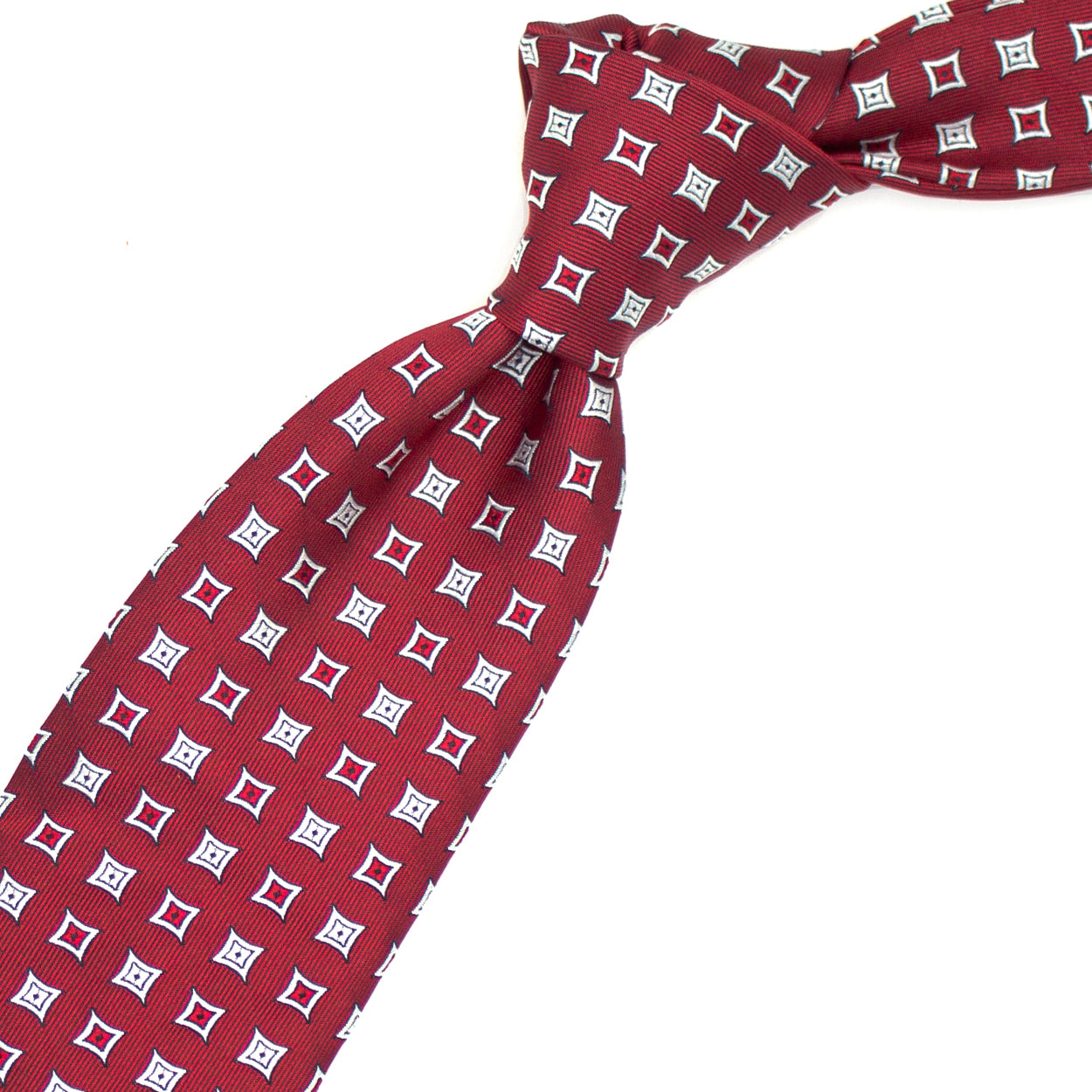 Cravatta rossa con quadrati bianchi