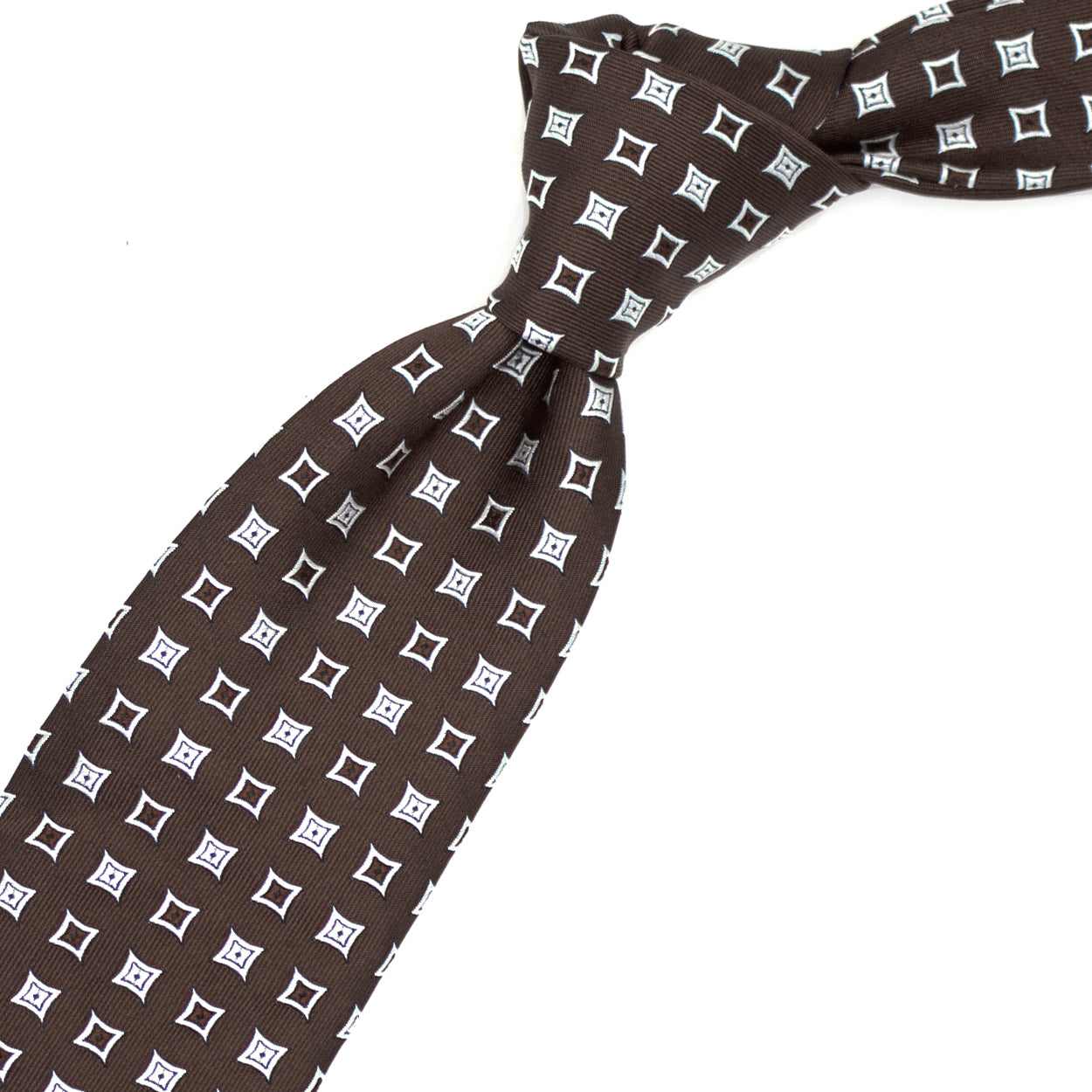 Cravatta marrone con quadrati bianchi
