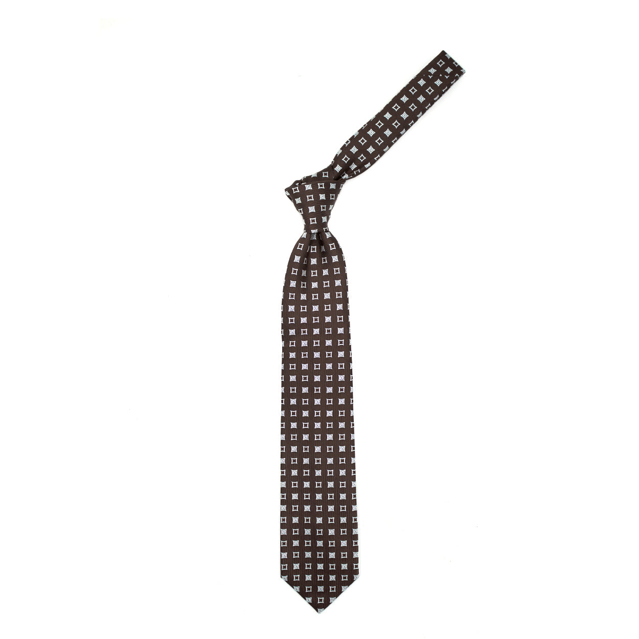 Cravatta marrone con quadrati bianchi