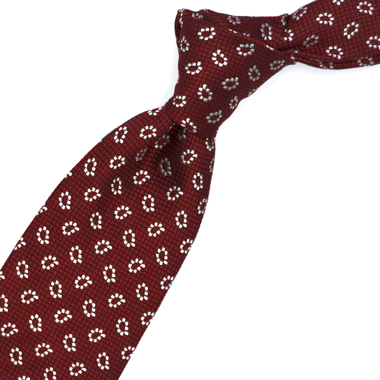 Cravatta rossa con paisley bianchi