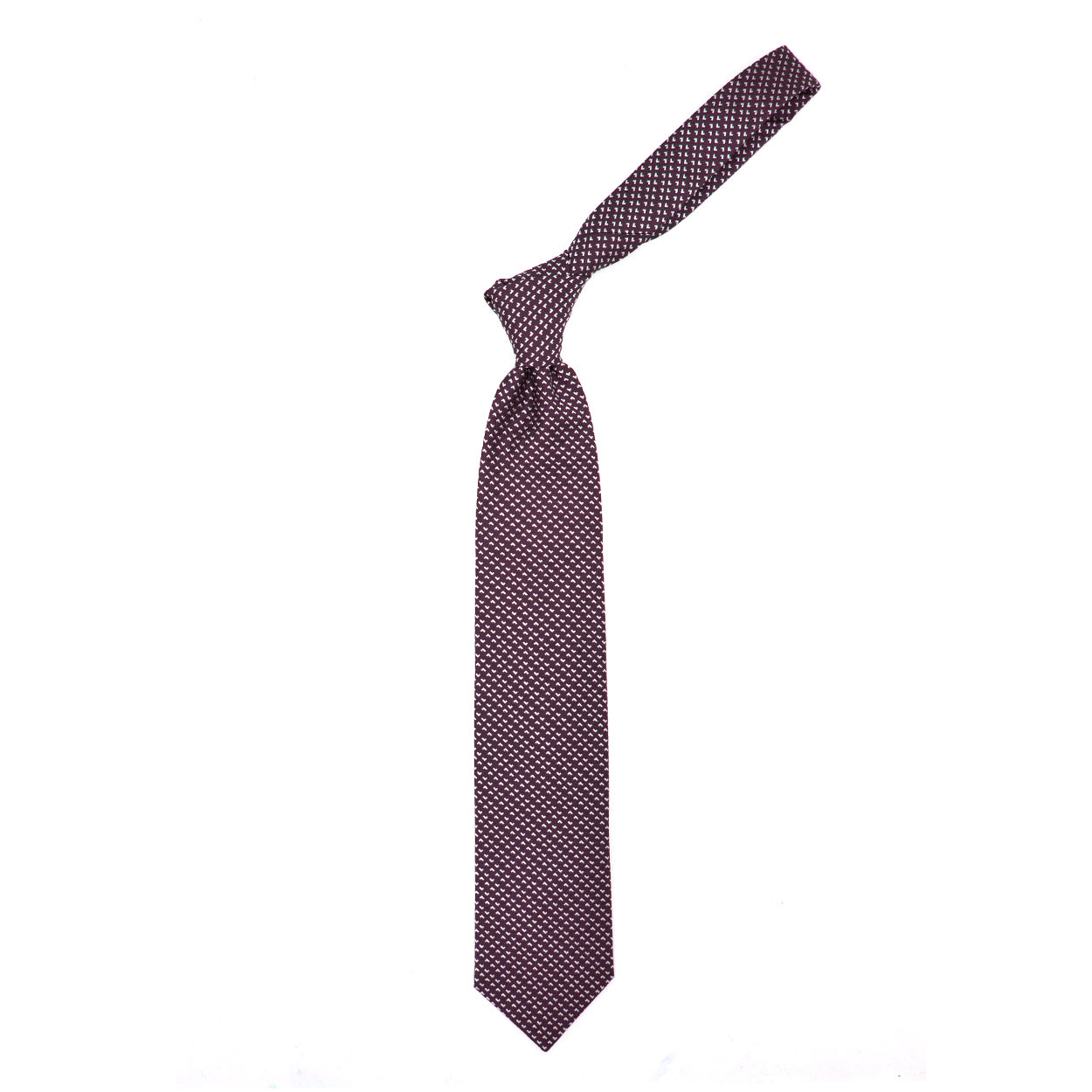 Cravatta bordeaux con pattern geometrico bianco