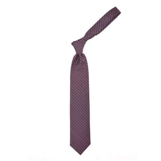 Cravatta bordeaux con pattern geometrico bianco