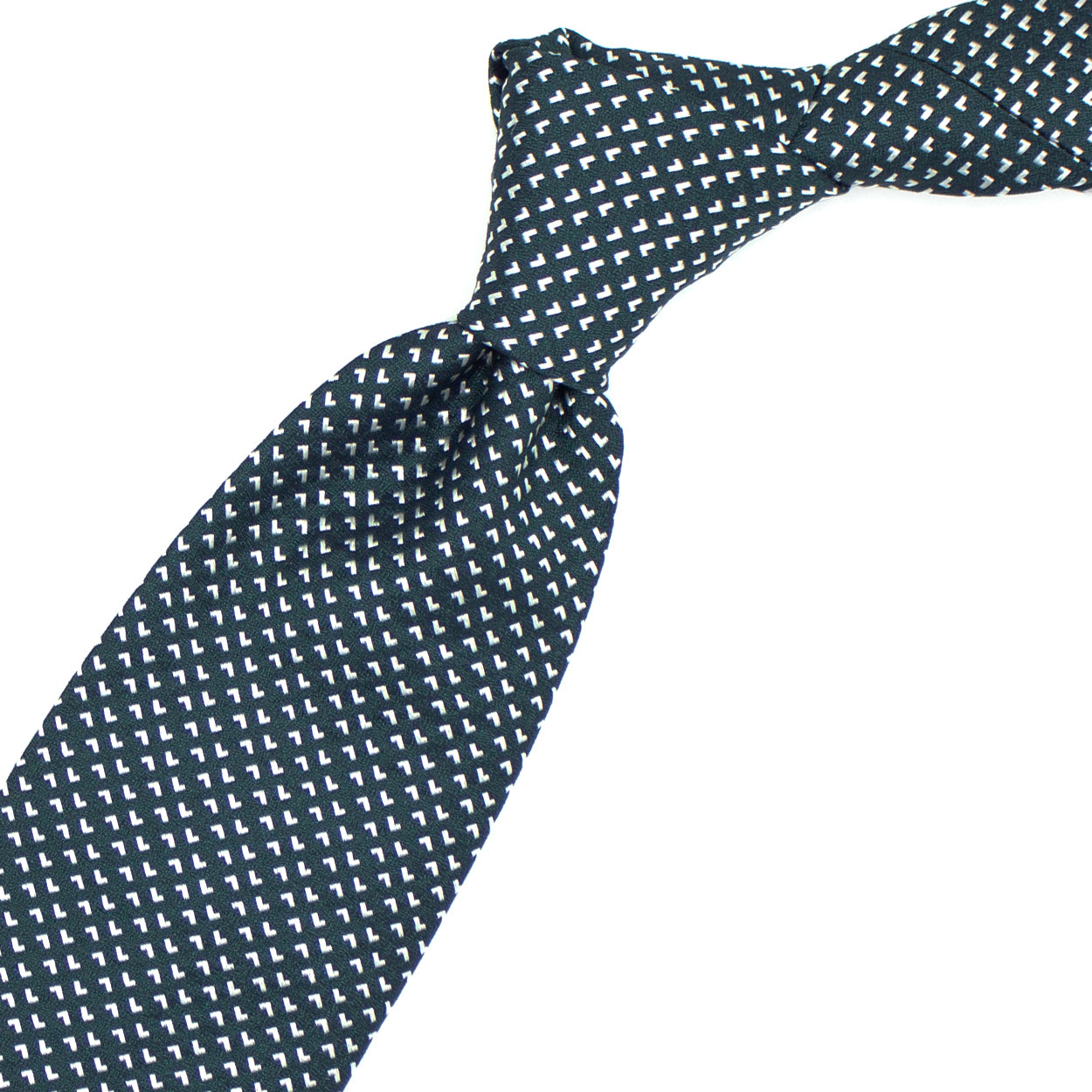 Cravatta verde con pattern geometrico bianco