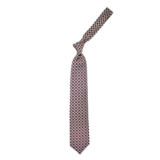 Cravatta con pattern geometrico beige e bordeaux