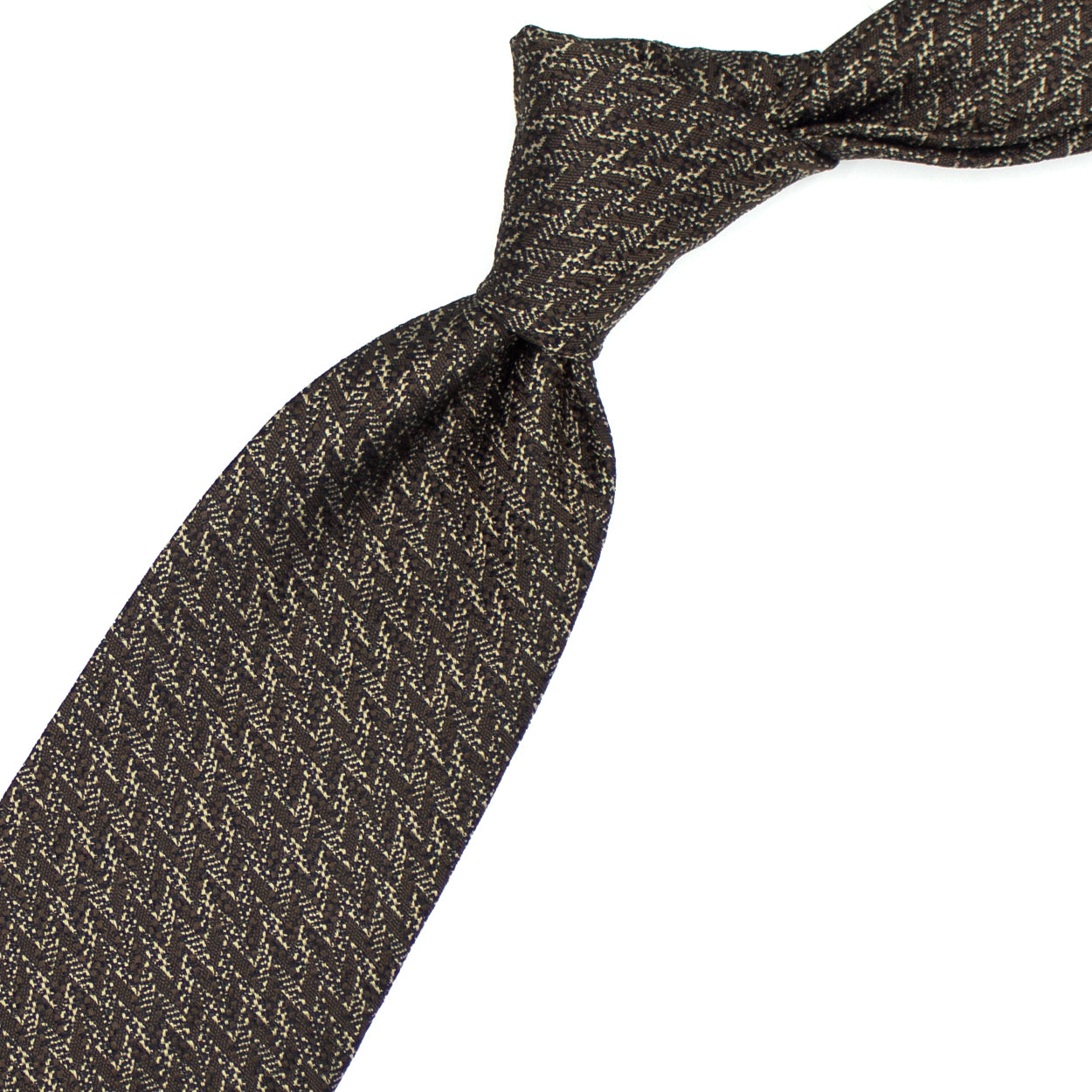 Cravatta tramata marrone e beige