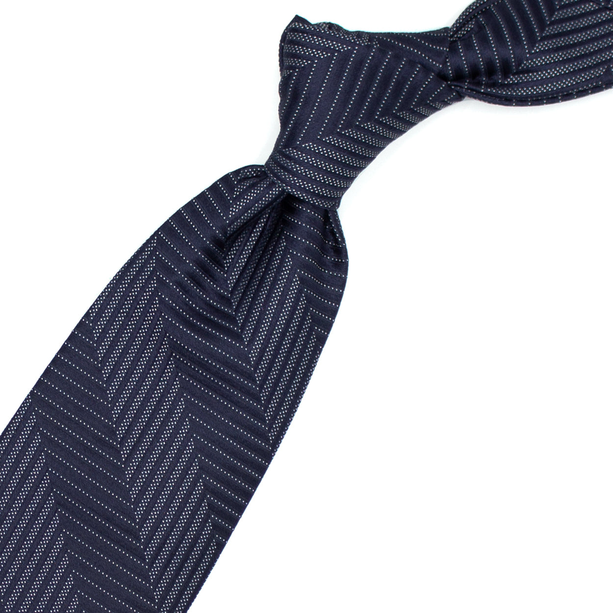Cravatta blu con righe tramate grigie