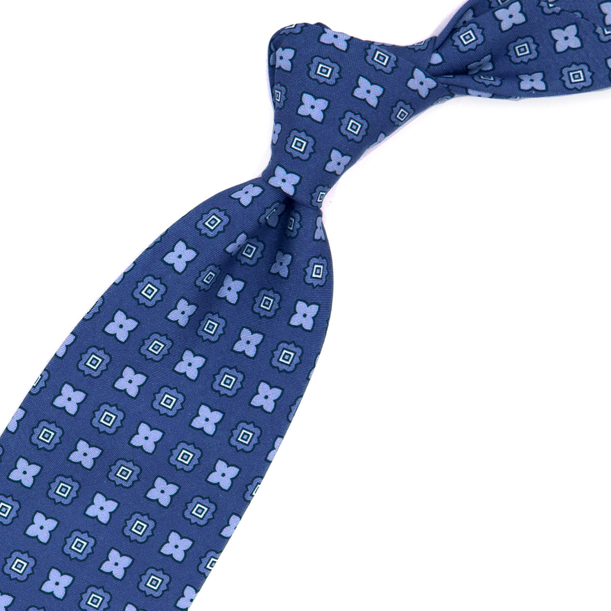 Cravatta blu con fiori azzurri