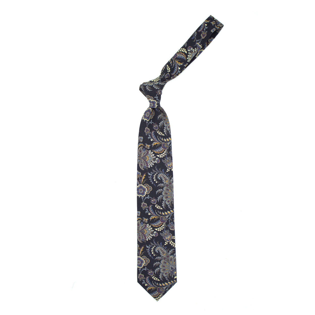 Cravatta blu con pattern floreale