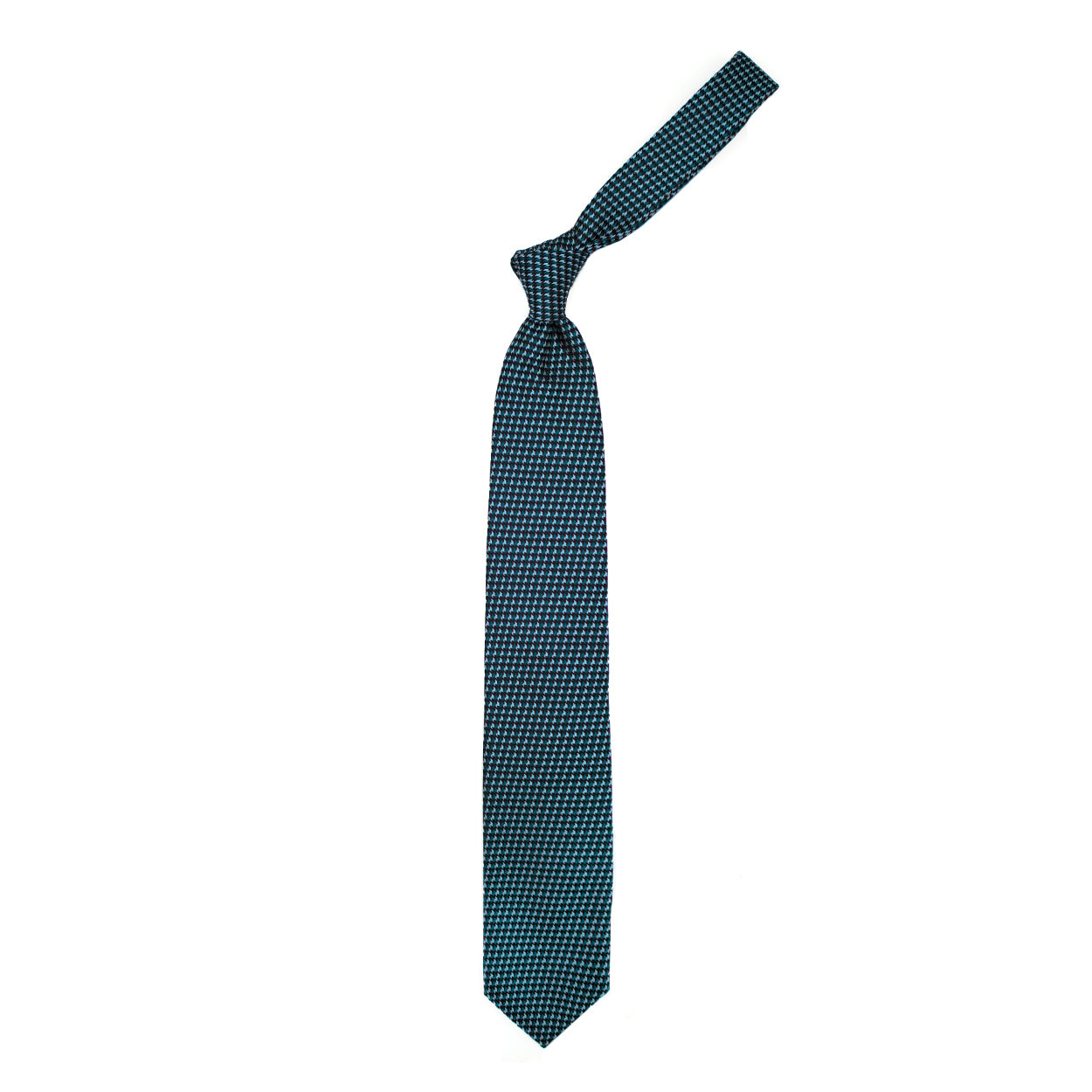 Cravatta tramata verde, azzurra e nera