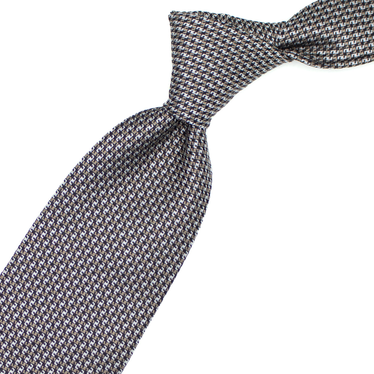 Cravatta tramata beige, bianca e nera