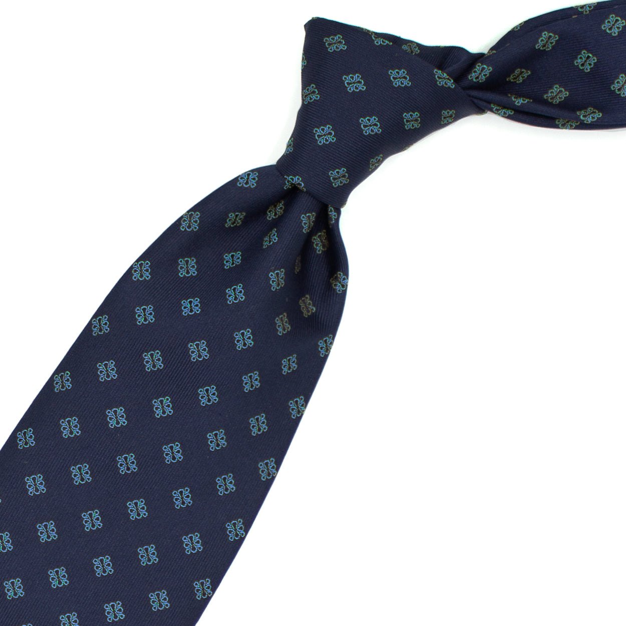 Cravatta blu con fiorellini azzurri