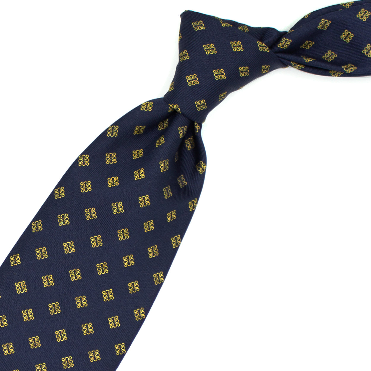 Cravatta blu con fiorellini gialli